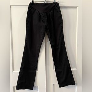 Indigo Blue Maternity Black Over-the-Belly Cotton Pants, Medium